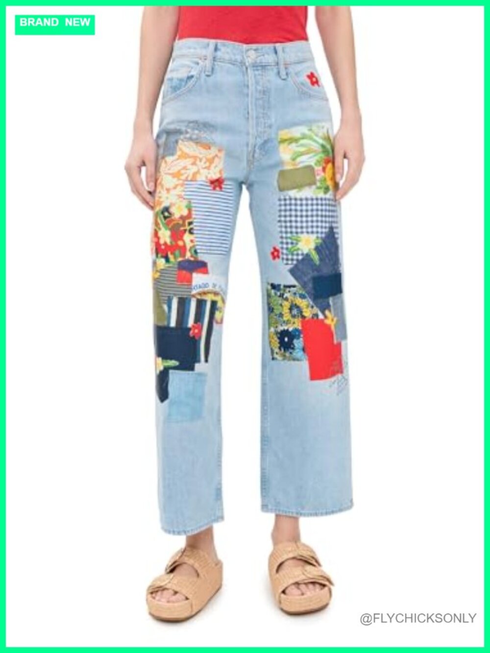 Mother High Waisted Spinner Flood Straight Leg Recycled Cotton Jeans